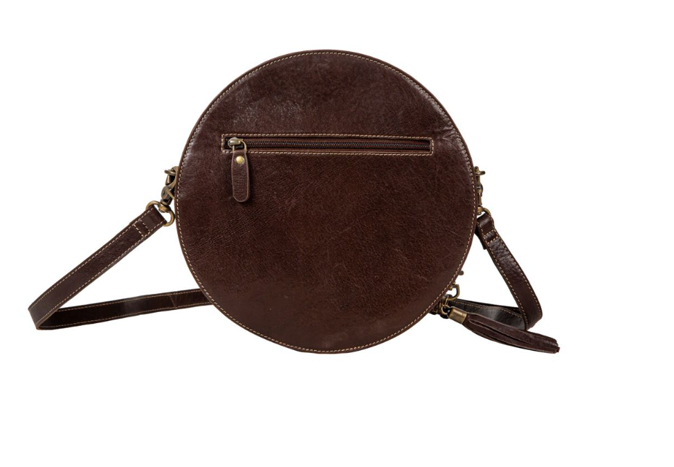 Night Gaze Hand Tooled Leather Round Bag