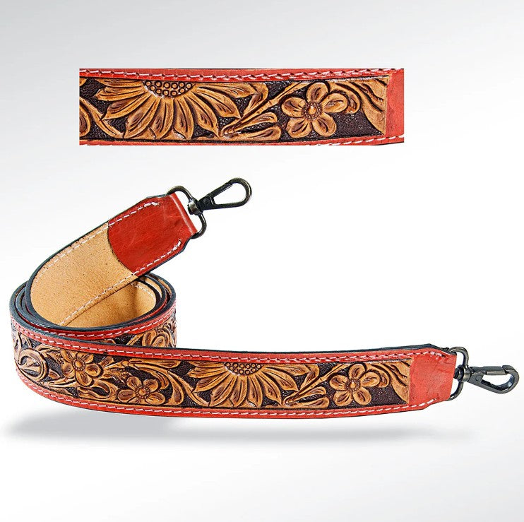 Floral Hand Tooled Leather Purse Strap