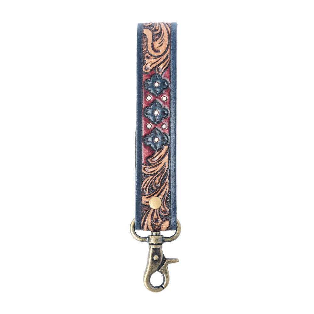 Wild Garnet Hand Tooled Key Fob