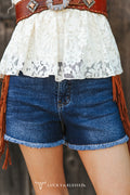 Denim Fringe Shorts