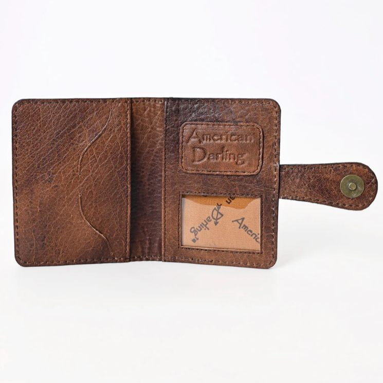 Sunflower Tooled Leather Card Wallet