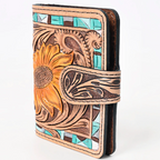 Sunflower Tooled Leather Card Wallet