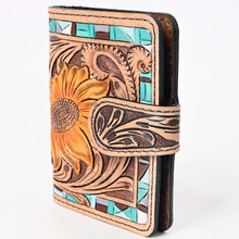 Load image into Gallery viewer, Sunflower Tooled Leather Card Wallet
