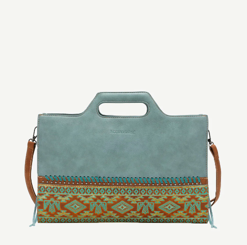 Montana West Turquoise Embossed Laptop Bag