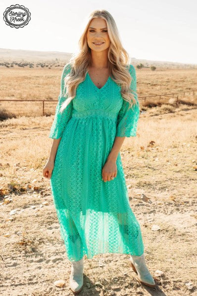 Victorian Lace Turquoise Dress