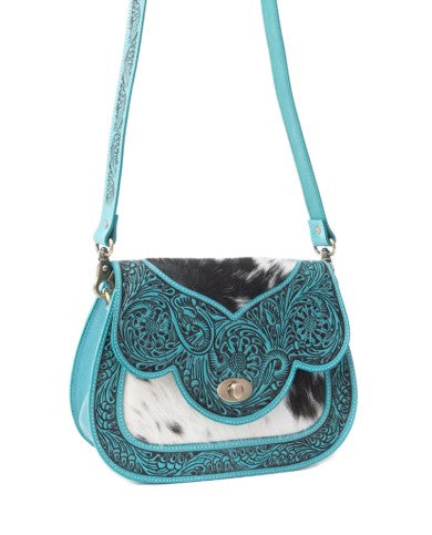 Open Vistas Turquoise Tooled Shoulder Bag