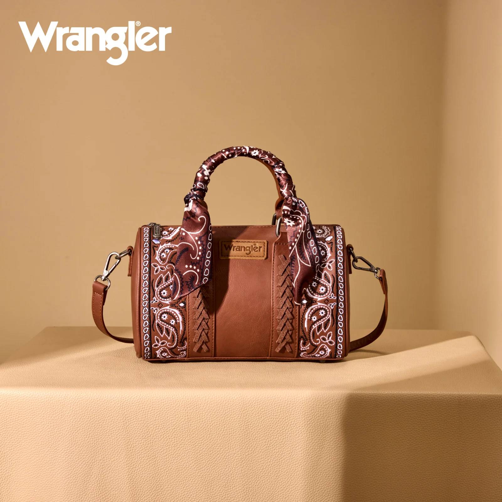 Wrangler Brown Paisley Stitched Barrel Crossbody