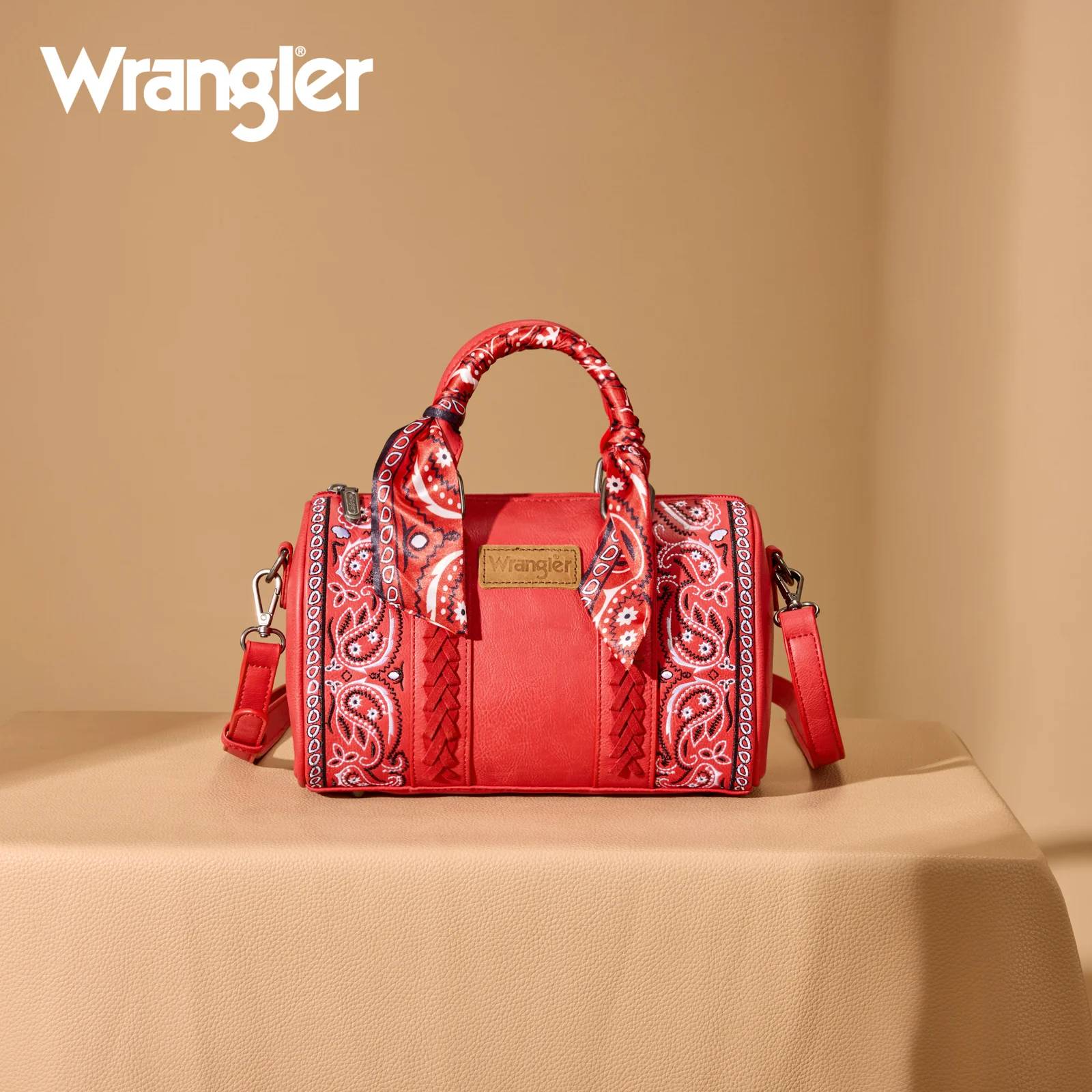 Wrangler Red Paisley Stitched Barrel Crossbody