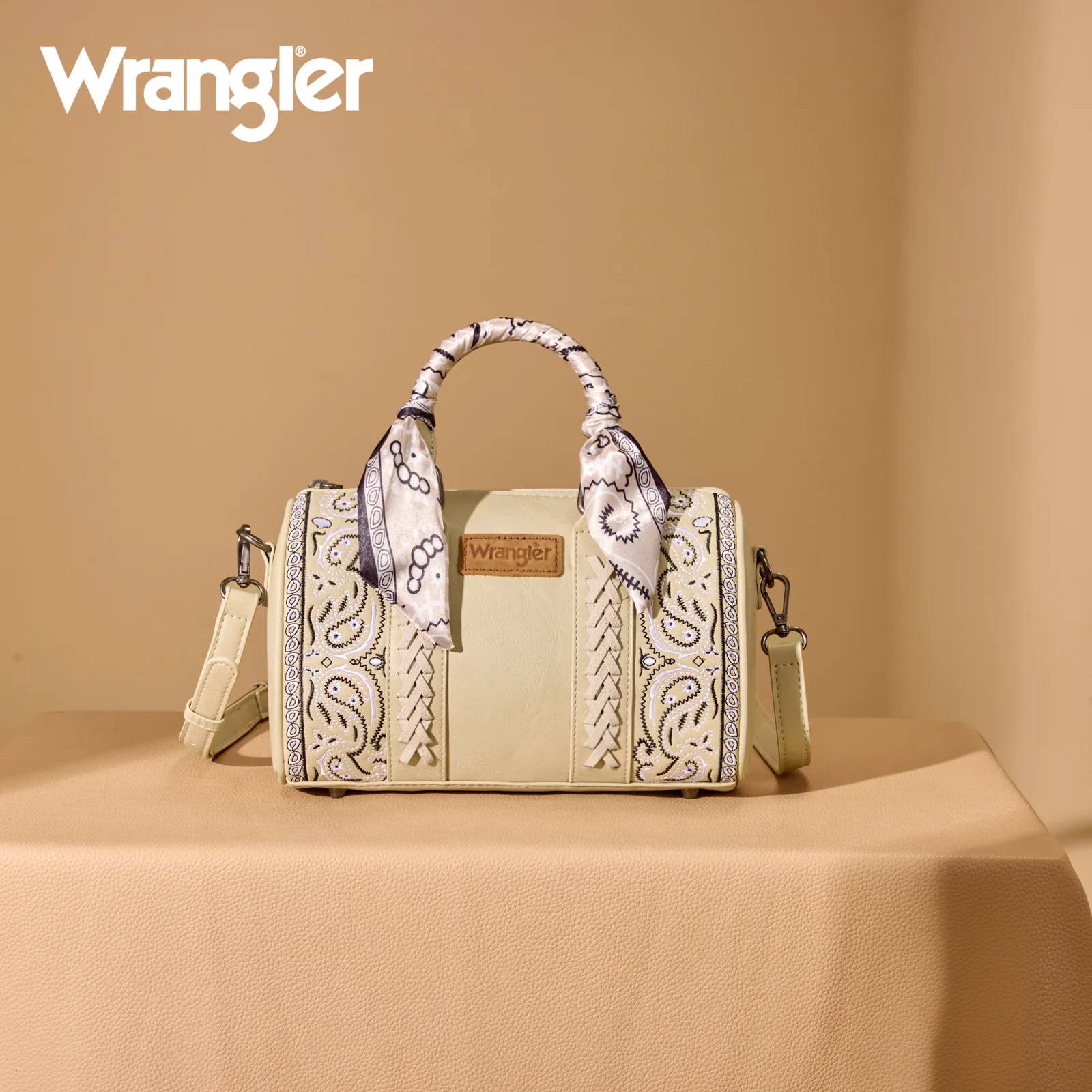 Wrangler Tan Paisley Stitched Barrel Crossbody
