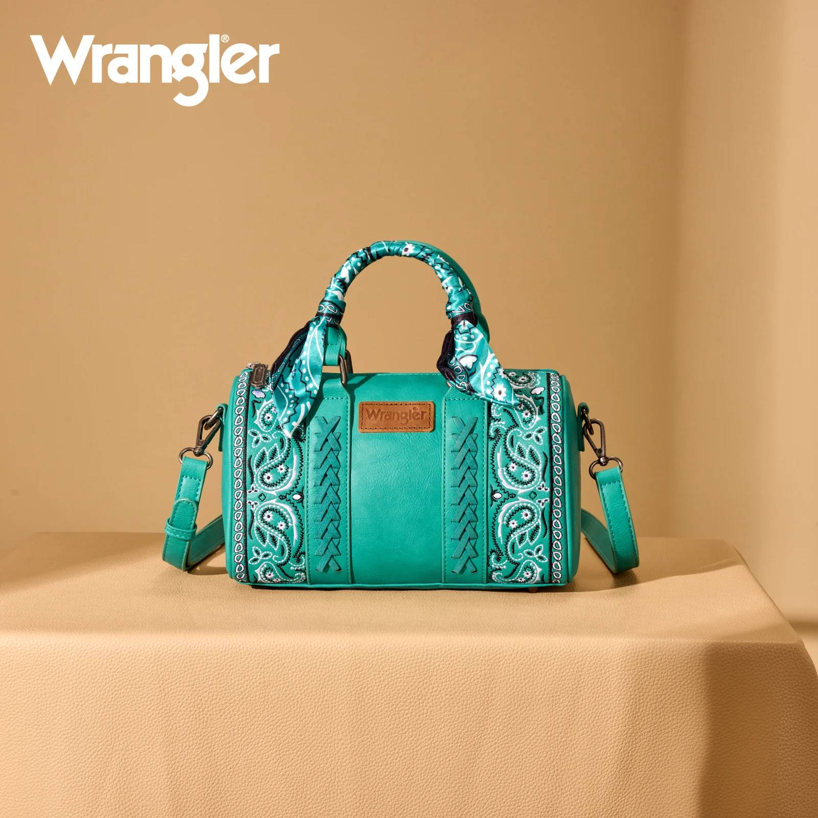 Wrangler Turquoise Paisley Stitched Barrel Crossbody