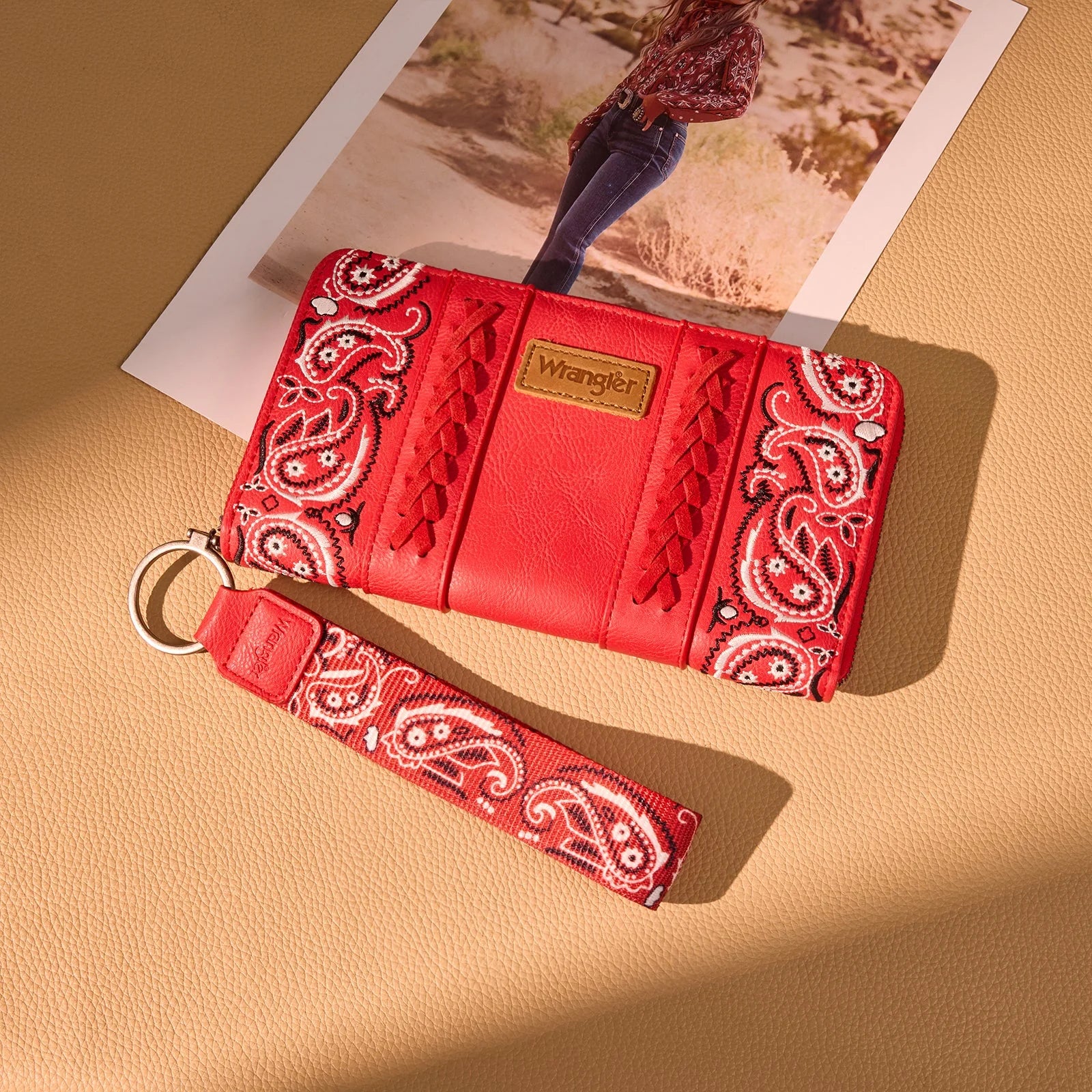 Wrangler Red Paisley Stitched Wallet