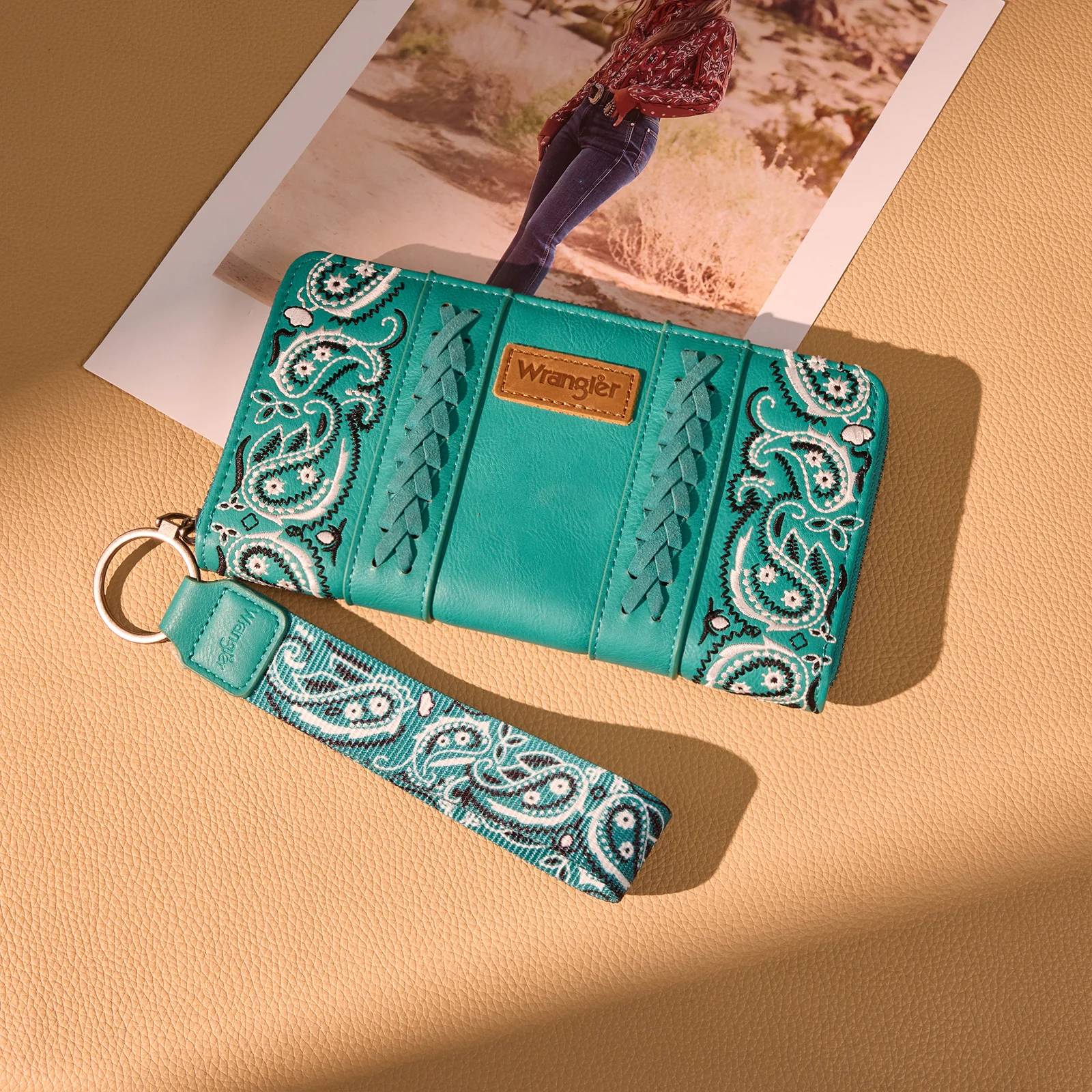 Wrangler Turquoise Paisley Stitched Wallet