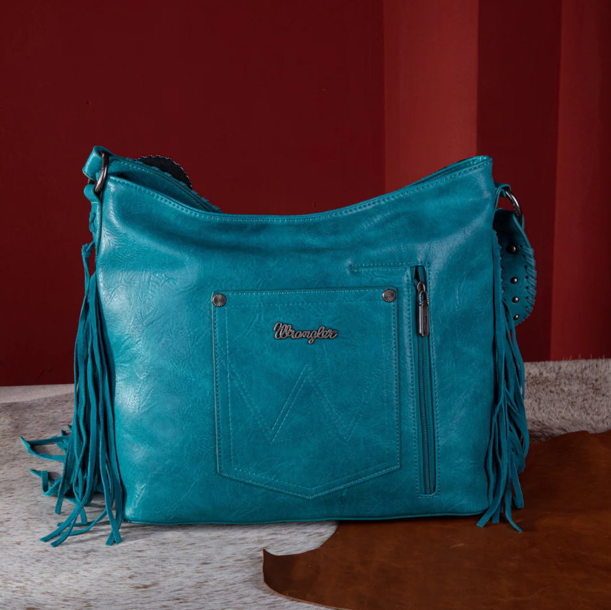 Wrangler Turquoise Embossed Croc Shoulder Hobo Bag