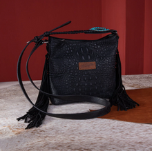 Load image into Gallery viewer, Wrangler Black Embossed Croc Crossbody Purse
