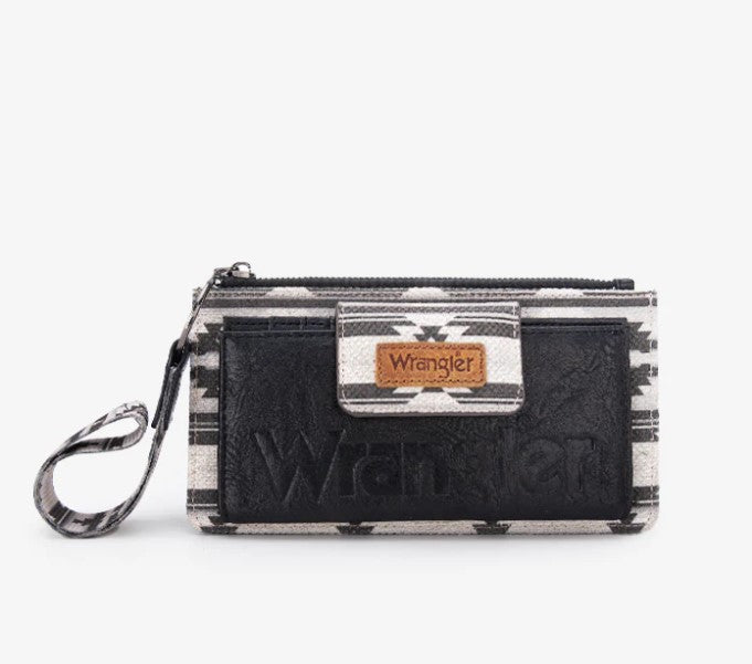 Wrangler Black Southwestern Wristlet Wallet