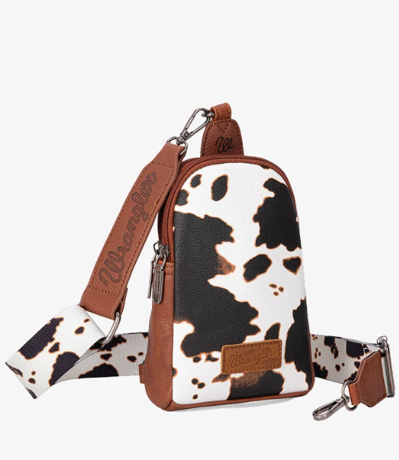 Wrangler Brown Cow Print Sling Bag