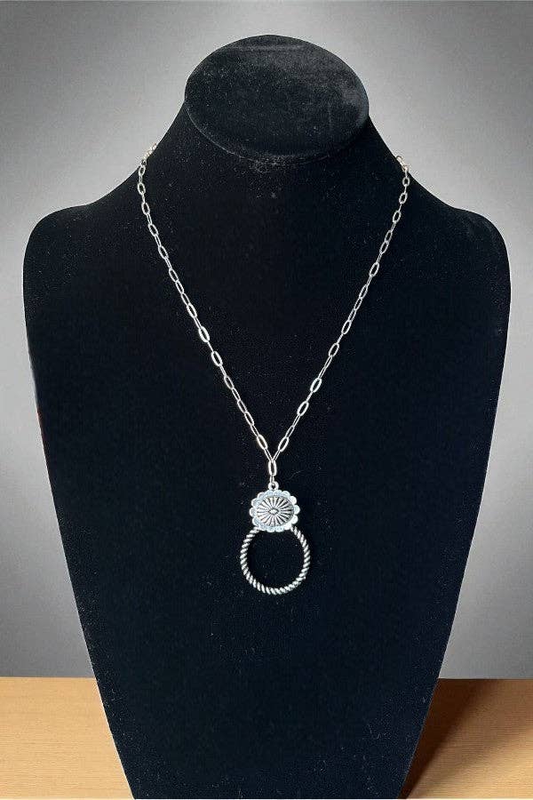 Stamped Concho Rope Pendant Necklace