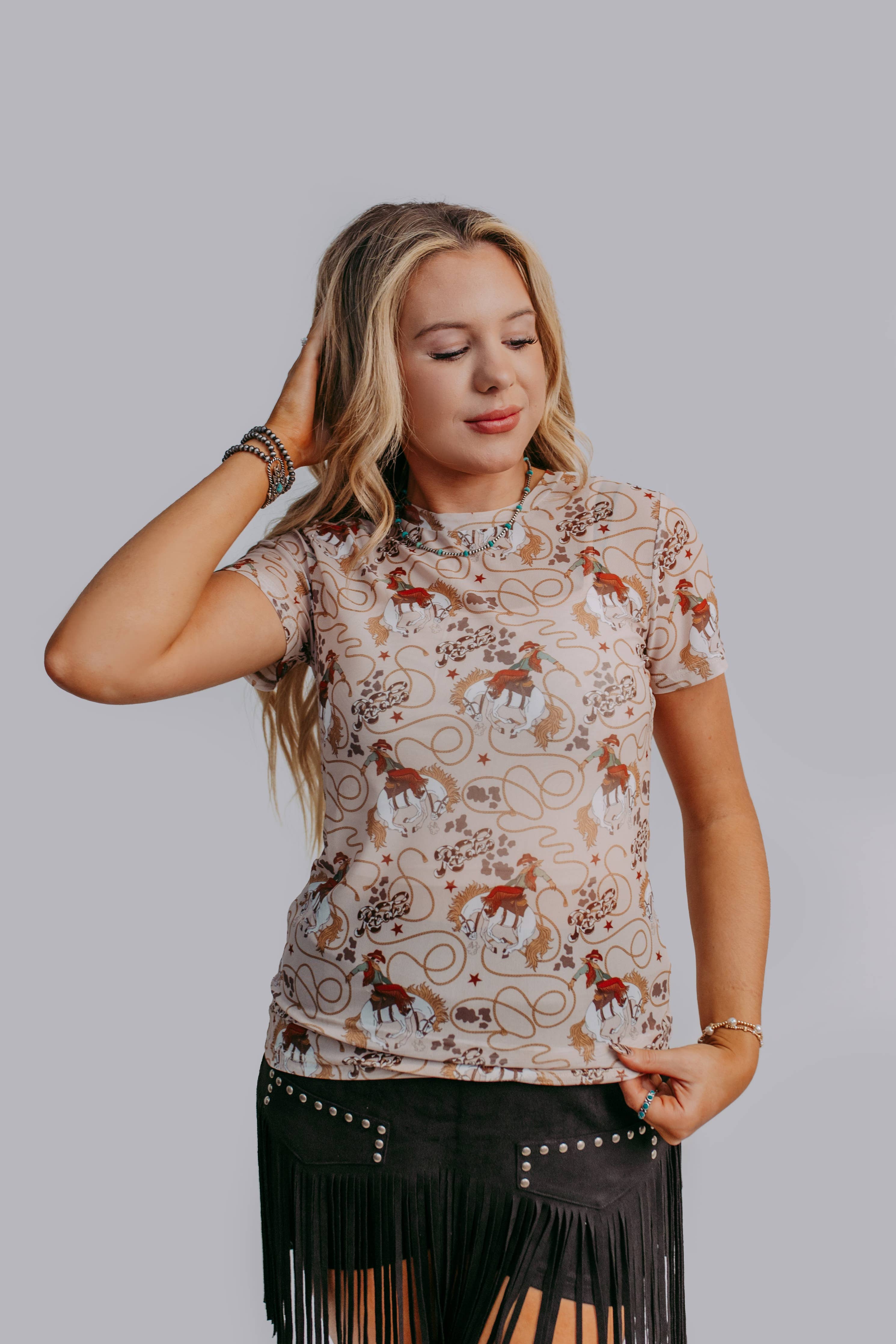 Western Rodeo Mesh Top