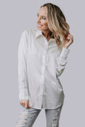 White Aztec Lace Button Up Top