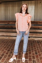 Light Wash Rhinestone Cuffed Jeans