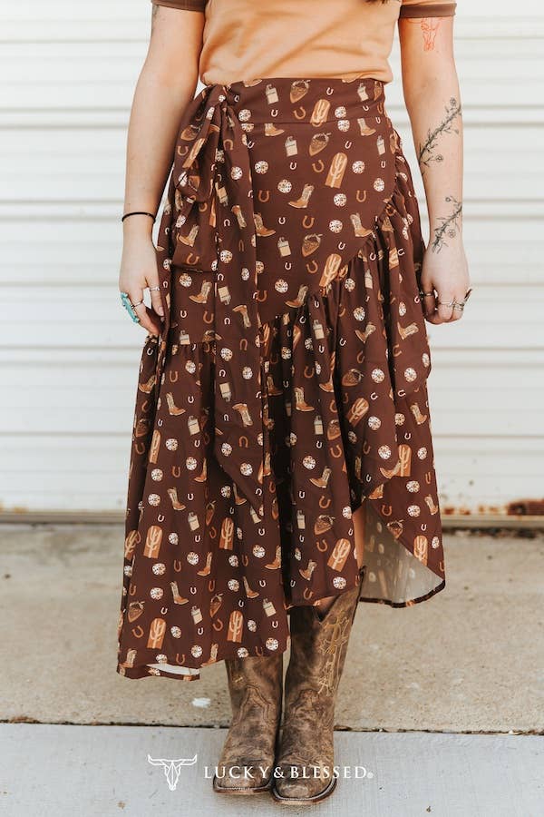 Boots Printed Ruffle Wrap Skirt