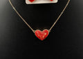 Coral Crackle Heart Necklace