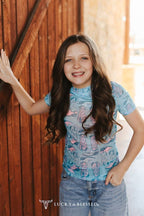 Denim Boots Mesh Girls Top