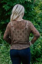 Brown Floral Lace Top