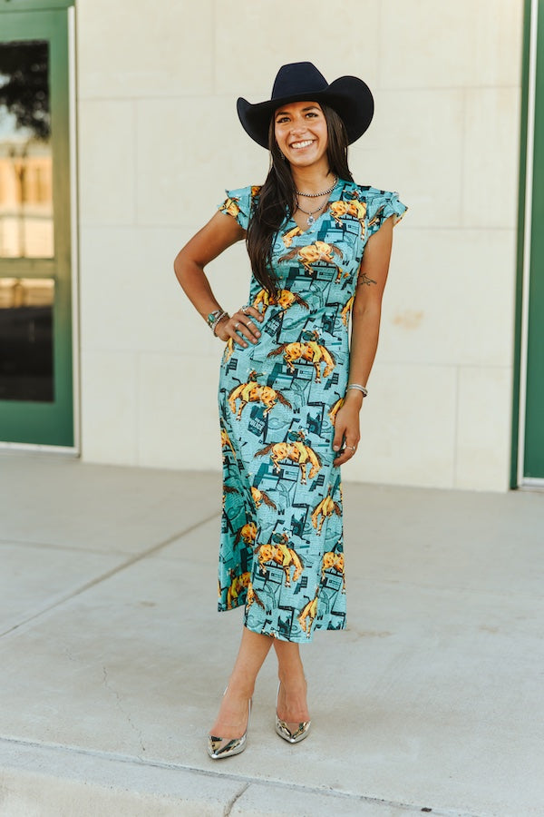 Horse Ruffle Maxi Dress