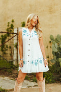 White & Turquoise Aztec Dress