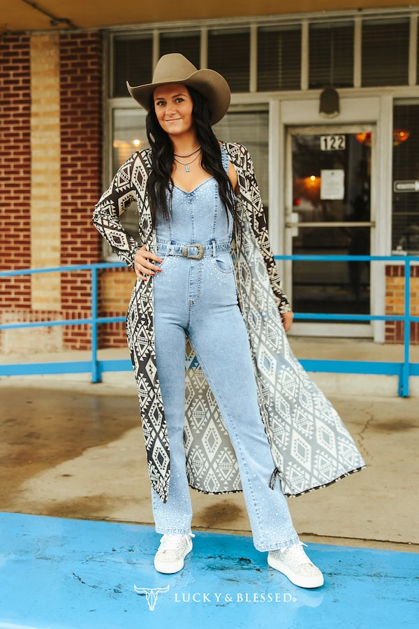 Black Southwestern Mesh Duster