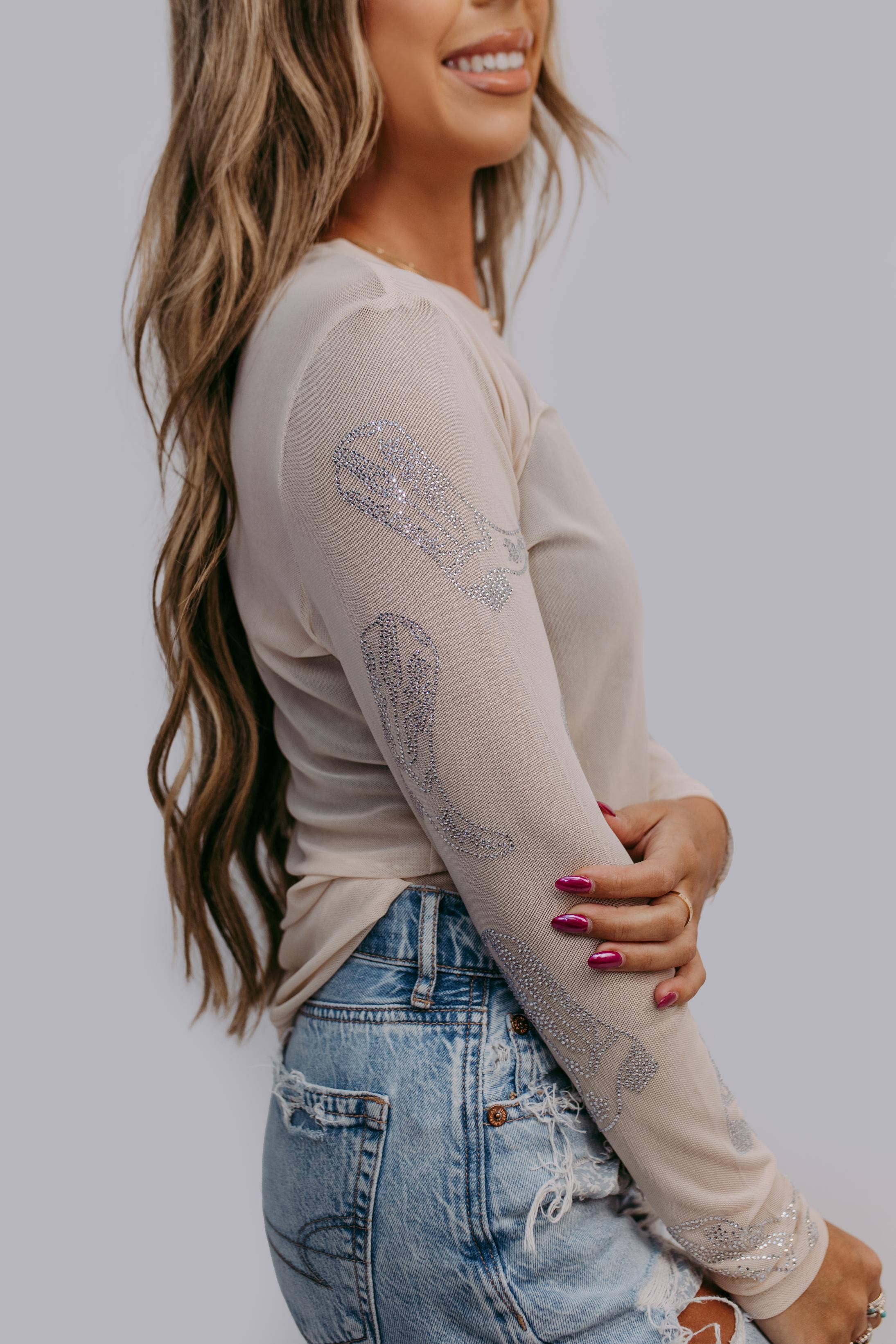 Sparkle Boots Mesh Top