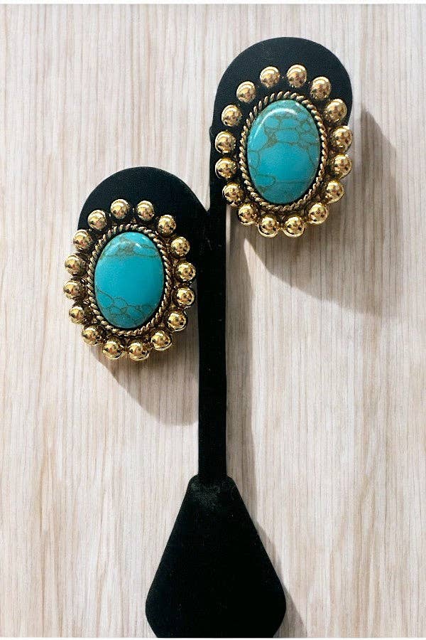 Turquoise Oval Post Earrings