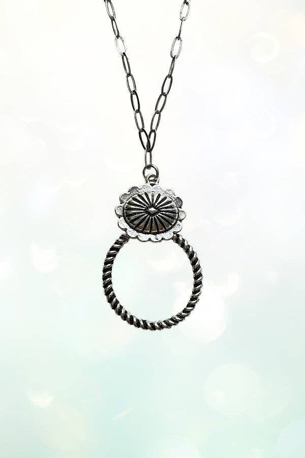 Stamped Concho Rope Pendant Necklace