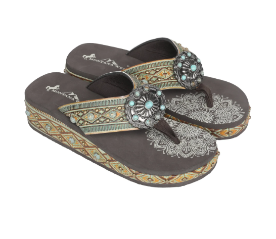 Montana West Patina Concho Sandals