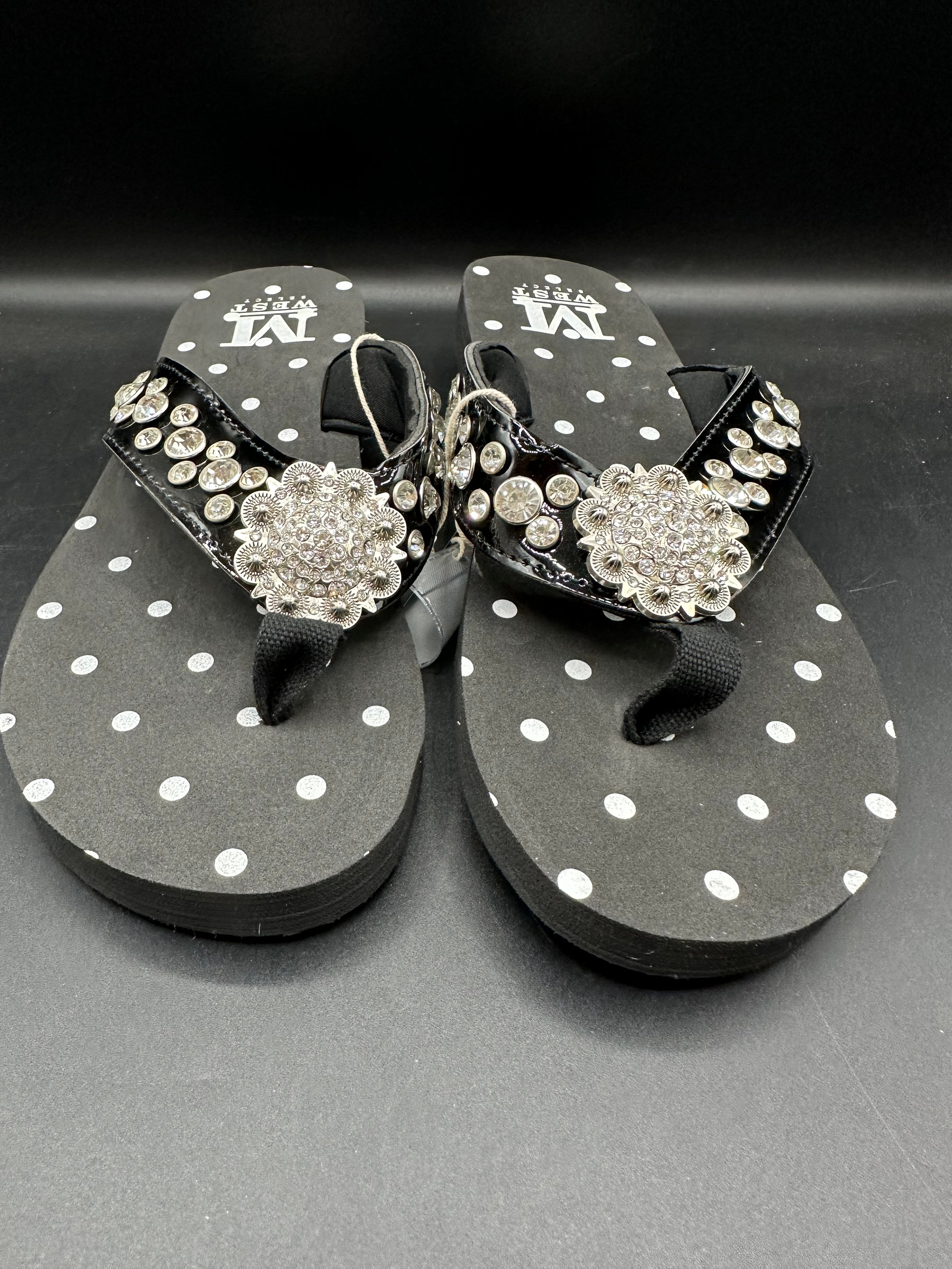 Montana West Black Bling Flip Flop