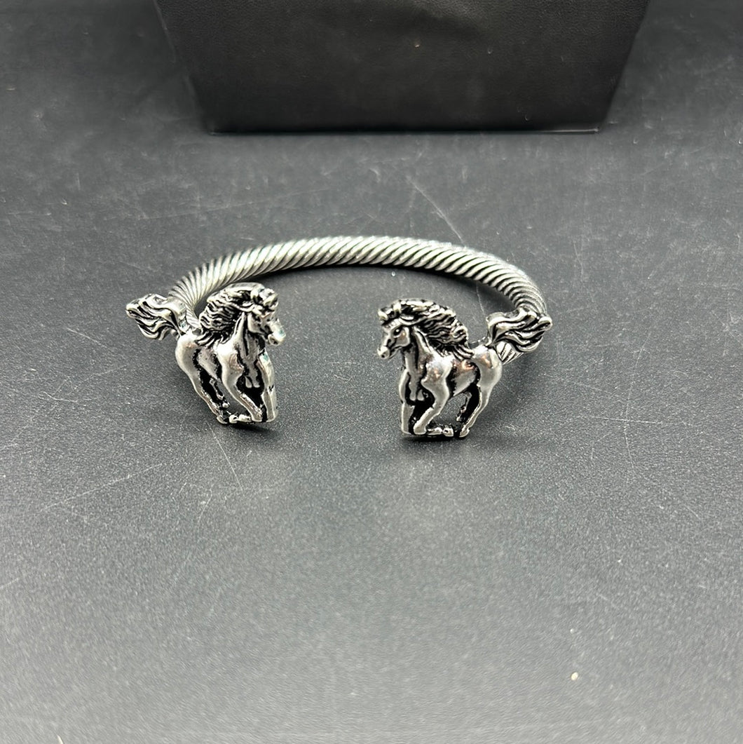 Silver Inspired Horse Cuff Bracelet