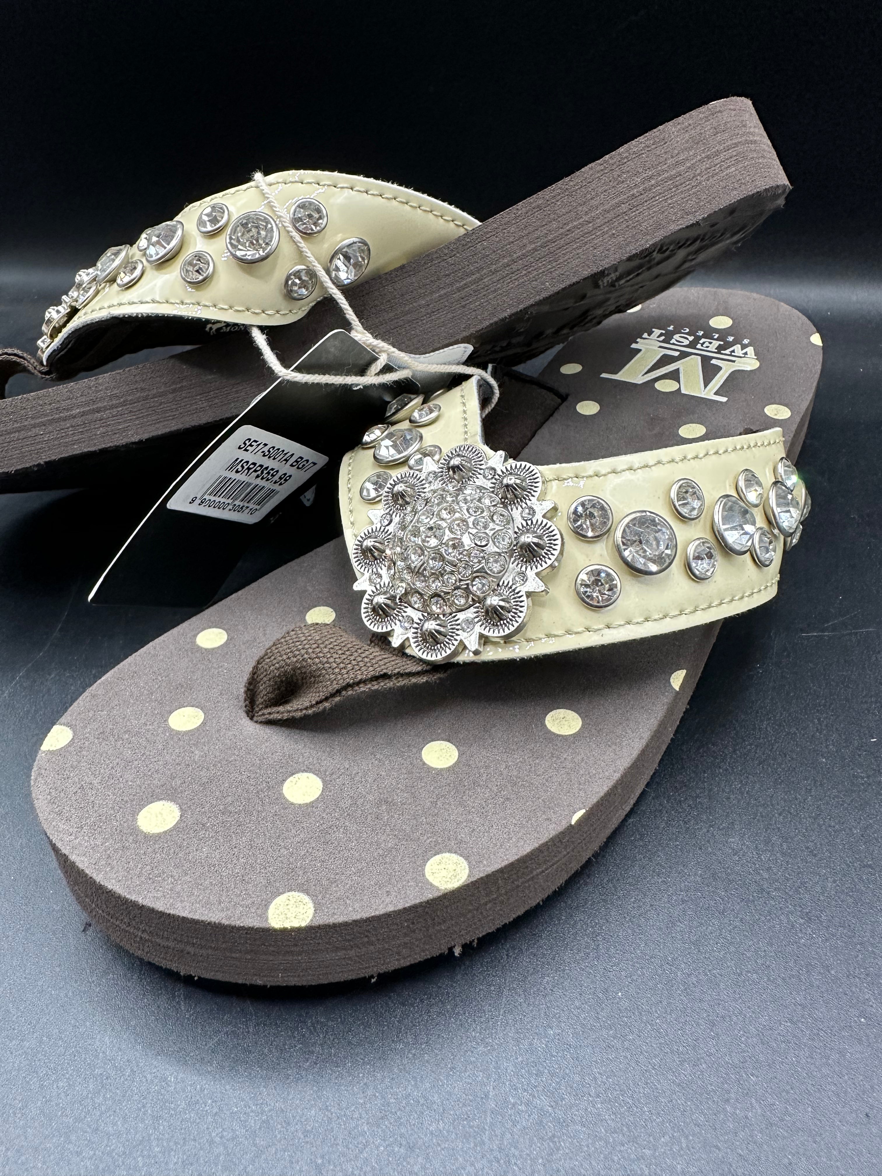 Beige Bling Flip Flop