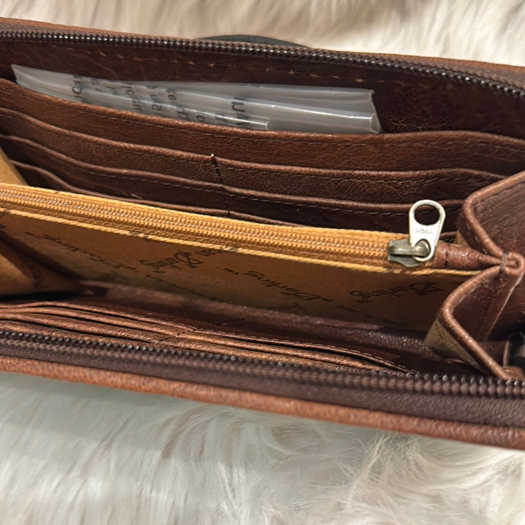 Turquoise Tooled Leather Hand Strap Wallet