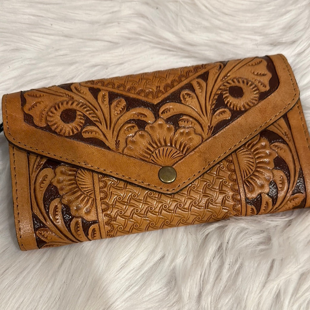 Tooled Leather Envelope Wallet