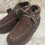Montana West Chocolate Fringe Moccasins