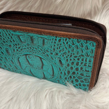 Load image into Gallery viewer, Turquoise Tooled Leather Hand Strap Wallet
