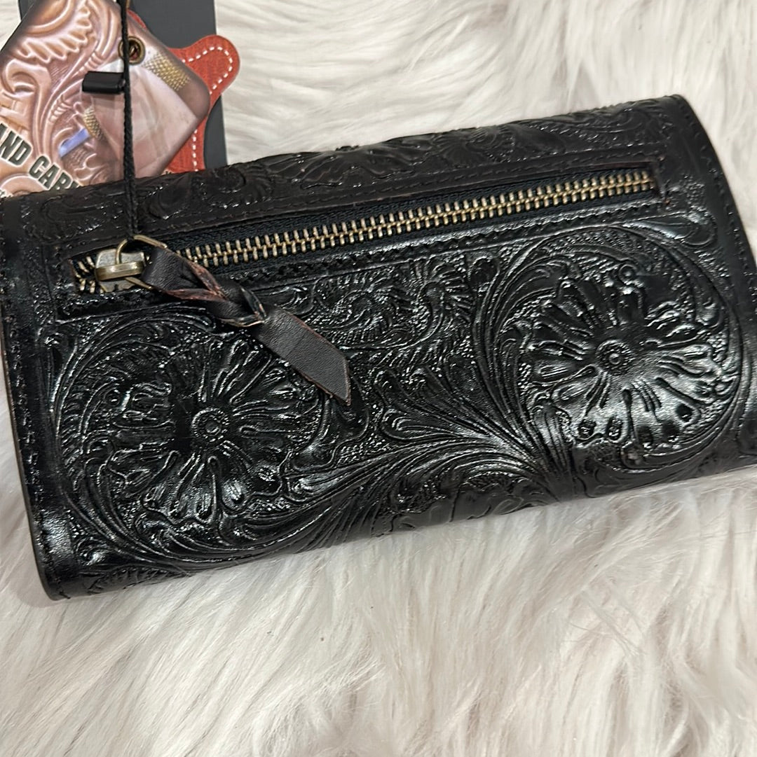 Black Tooled Leather Wallet
