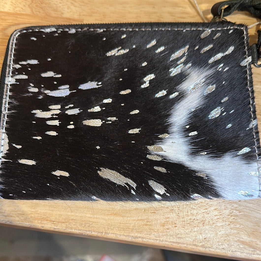 Black/White Acid Wash Cowhide Wallet