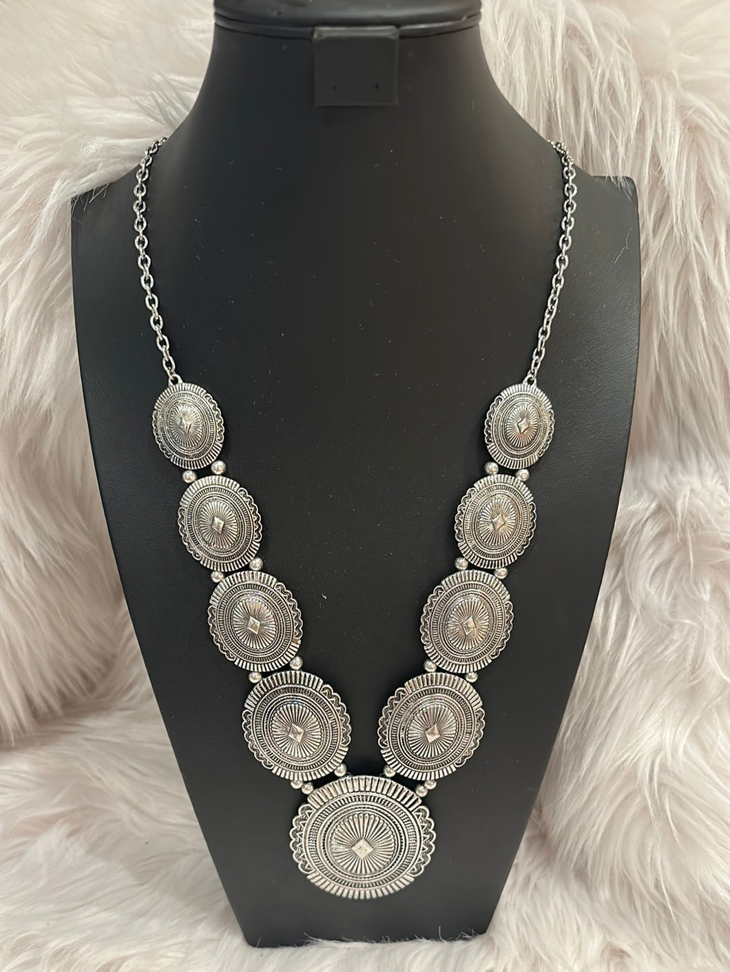 Oval Concho Inspired Necklace and Earrings Set