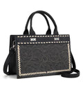 Montana West Black Embossed Ribbon Tote Crossbody
