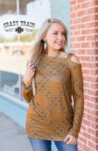 TP-63 Paisley Cold Shoulder Top