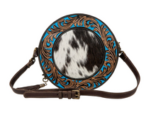 Load image into Gallery viewer, Night Gaze Hand Tooled Leather Round Bag
