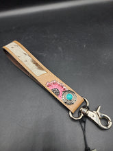 Load image into Gallery viewer, Floral Hand Tooled Leather Wristlet Strap
