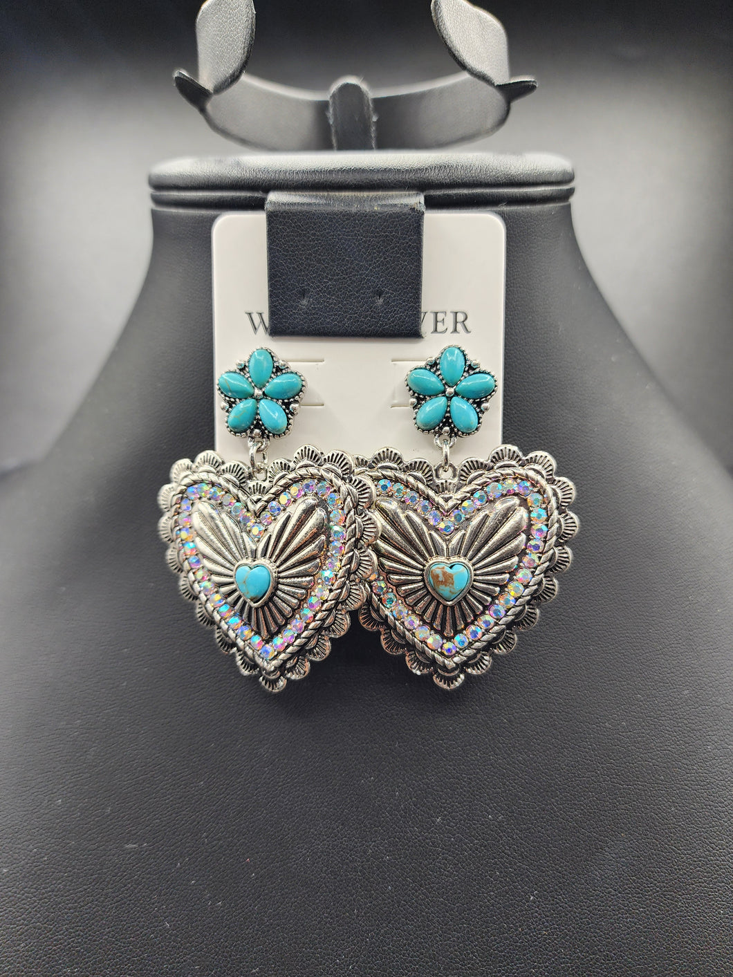 Rhinestone Cluster Valentine Heart Post Earrings